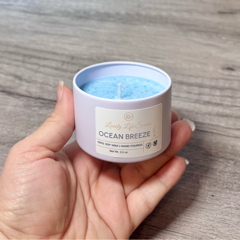 Ocean Breeze 3.5 oz Mini Soy Wax Candle by Lovely Life Scents - Picture 3 of 4